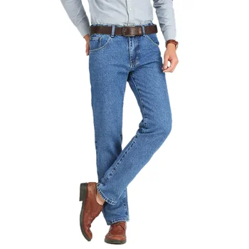 Men Business Jeans Classic Spring Autumn Male Cotton Straight Stretch Brand Denim Pants Summer Overalls Slim Fit Trousers 2021 3