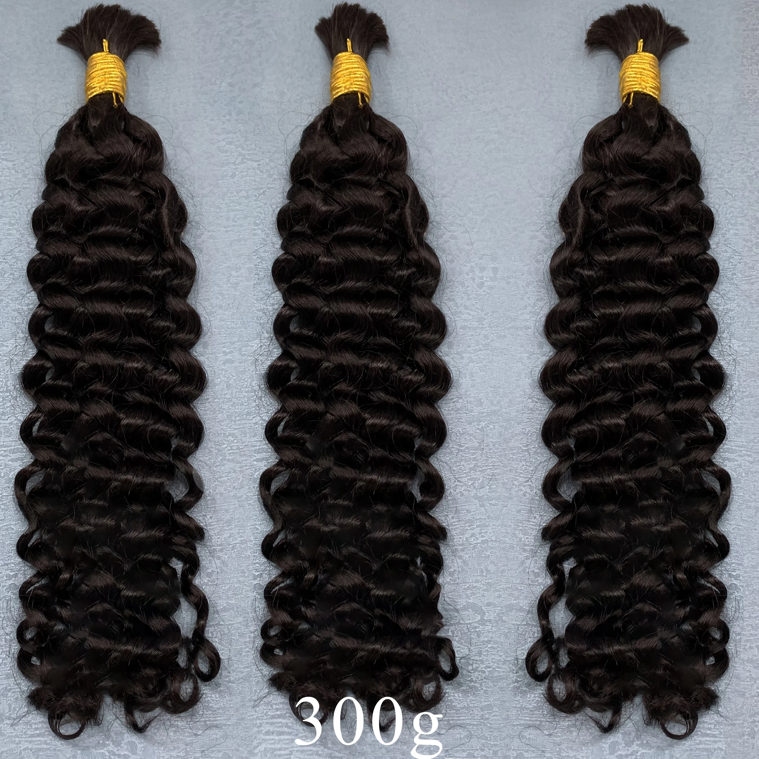 ボヘミアンブレイズ用人毛エクステ 10A ディープウォーターウェーブ バルク人毛 100%バージン ノーウェフト カールヘアエクステ ナチュラルカラー