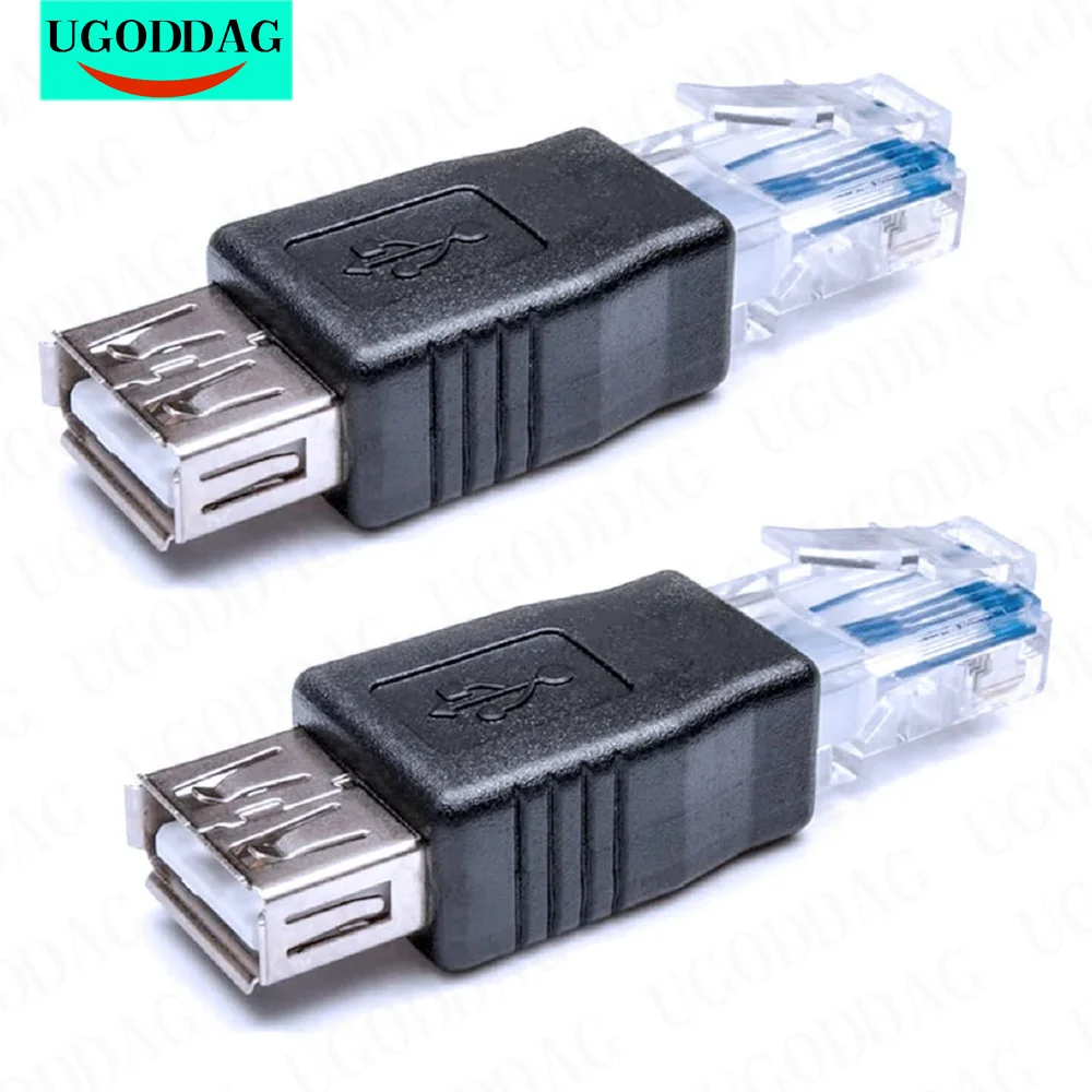 2 PCS Ethernet to USB Adapter RJ45 Ethernet Male to USB Female Converter 10Mb/100Mbs Network Connector for Laptops Computers