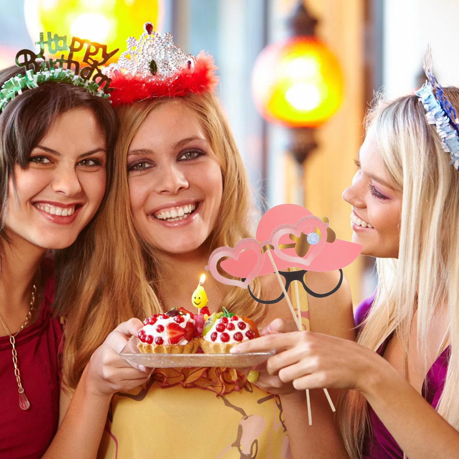 

33Pcs Rose Gold Pink 60Th Birthday Party Decorations Photo Booth Props Set for Memorable Celebration Women Men Gatherings