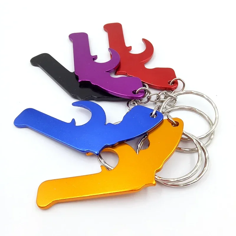 Multifunction Revolver Gun Keyring / Beer Wine Bottle Opener Outdoor EDC Unique Convenience Metal Machine Gun Keychain