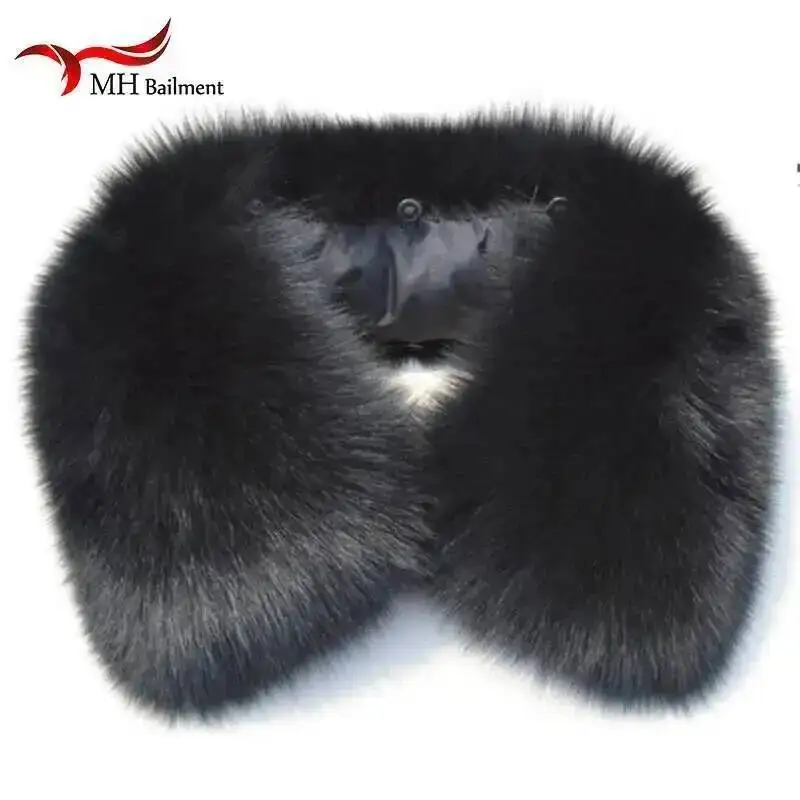 Autumn Winter Imitation Rex Rabbit Hair Collar Scarf Neck Warmer Stole for Garment for Women and Men Black Beautiful