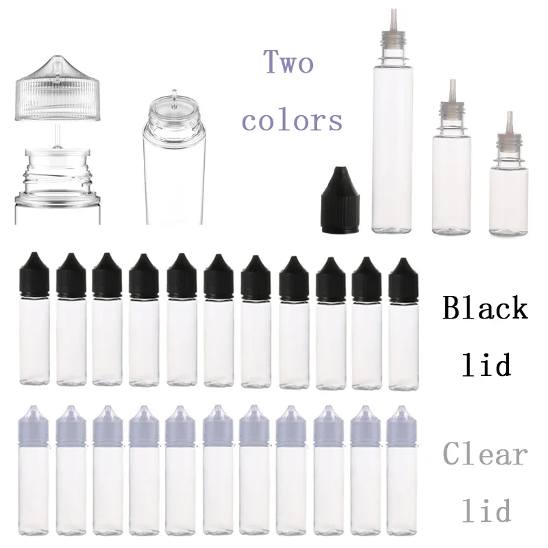 5 peças 10/15/30/60/100/120ml garrafas conta-gotas vazias de plástico transparente pet e suco líquido gota garrafa tampa à prova de crianças recipientes de amostra