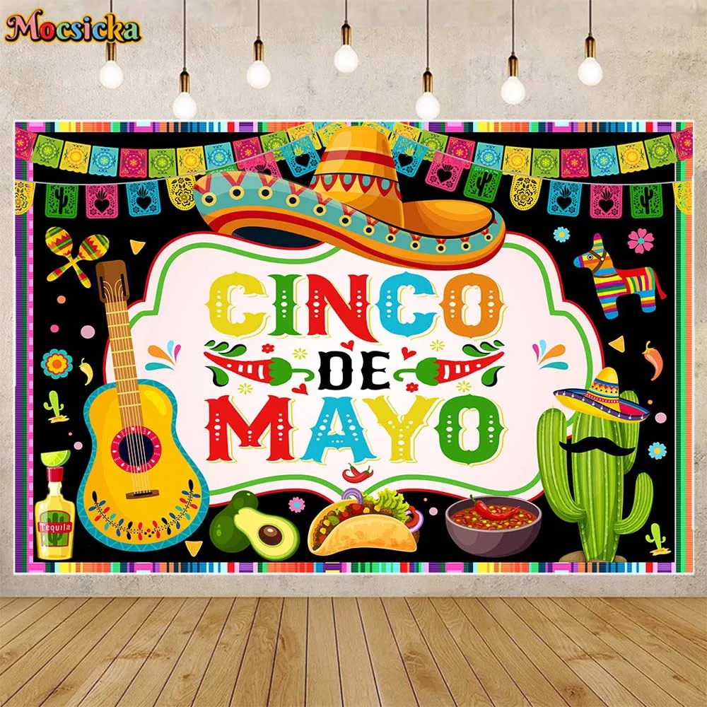 Mocsicka Mexico Cinco de Mayo Backdrop Festival Party Decor Fifth of May Family Portrait Photography Background Studio Photocall