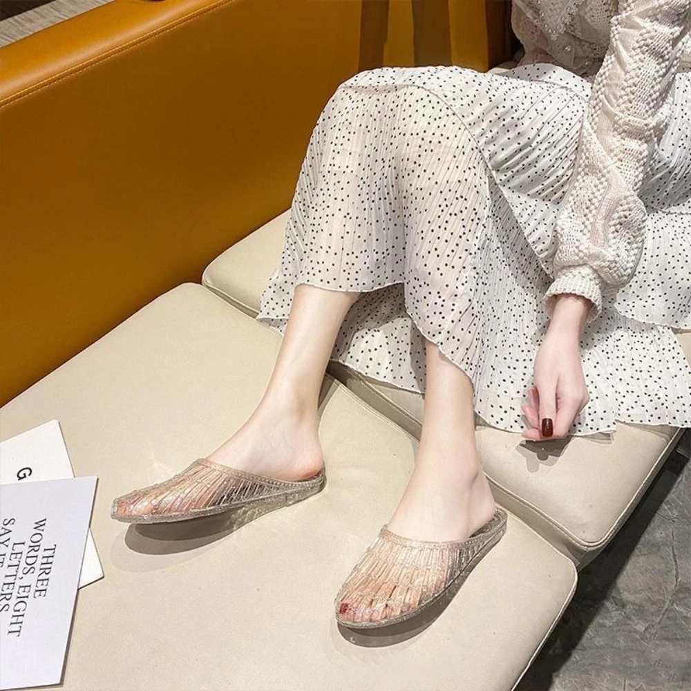 

Fashion Summer Jelly Slipper PVC Hollow Out Women's Sandals Ballet Casual Flat Shoes Outdoor