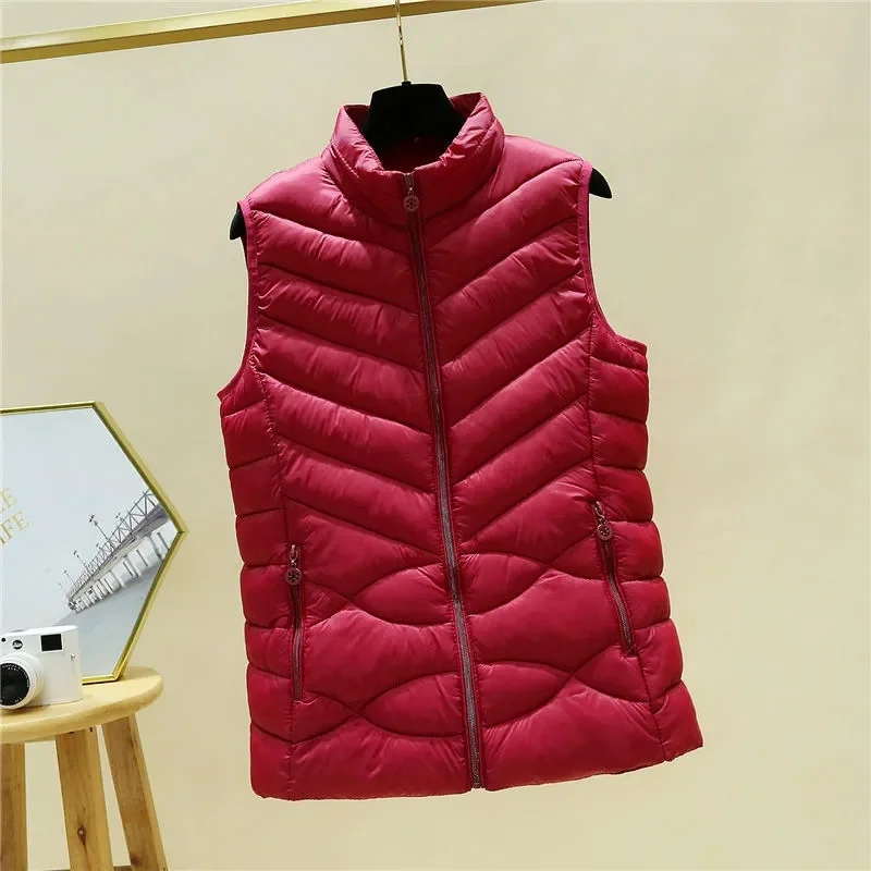 New Autumn Winter short Down Vest Female Stand collar Sleeveless Jacket Windproof Slim thick Warm Puffer Waistcoat Women T501