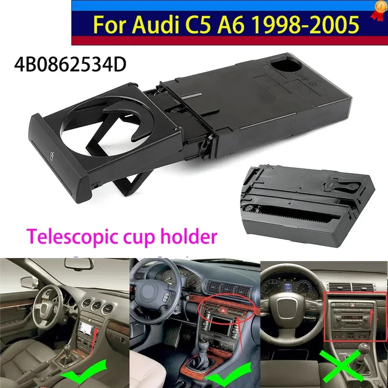 

4B0862534D Auto Air Vent Drink Cup Holder Foldable Anti-slip Bottle Holder Stands For Audi C5 A6 1998-05