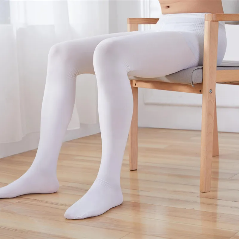 Men Pantyhose Height 160- 190 Extended Black And White Spring Autumn Thin Running Sports Basketball Tight Silk Stockings Pants