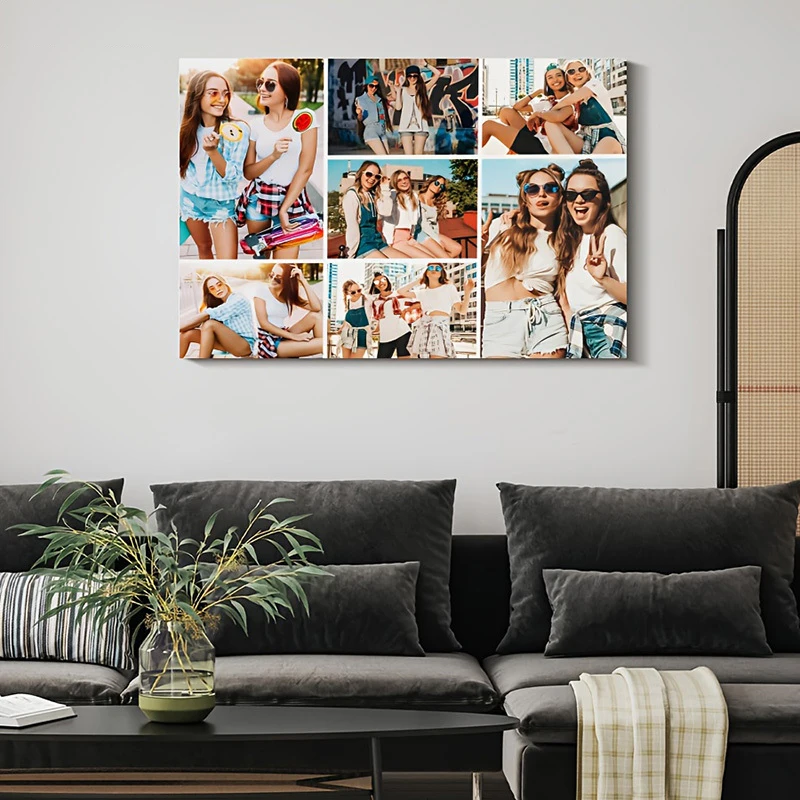 Personalized custom picture frame wall decoration art, allowing you to add 7 of your photos. Suitable as a gift for family photo