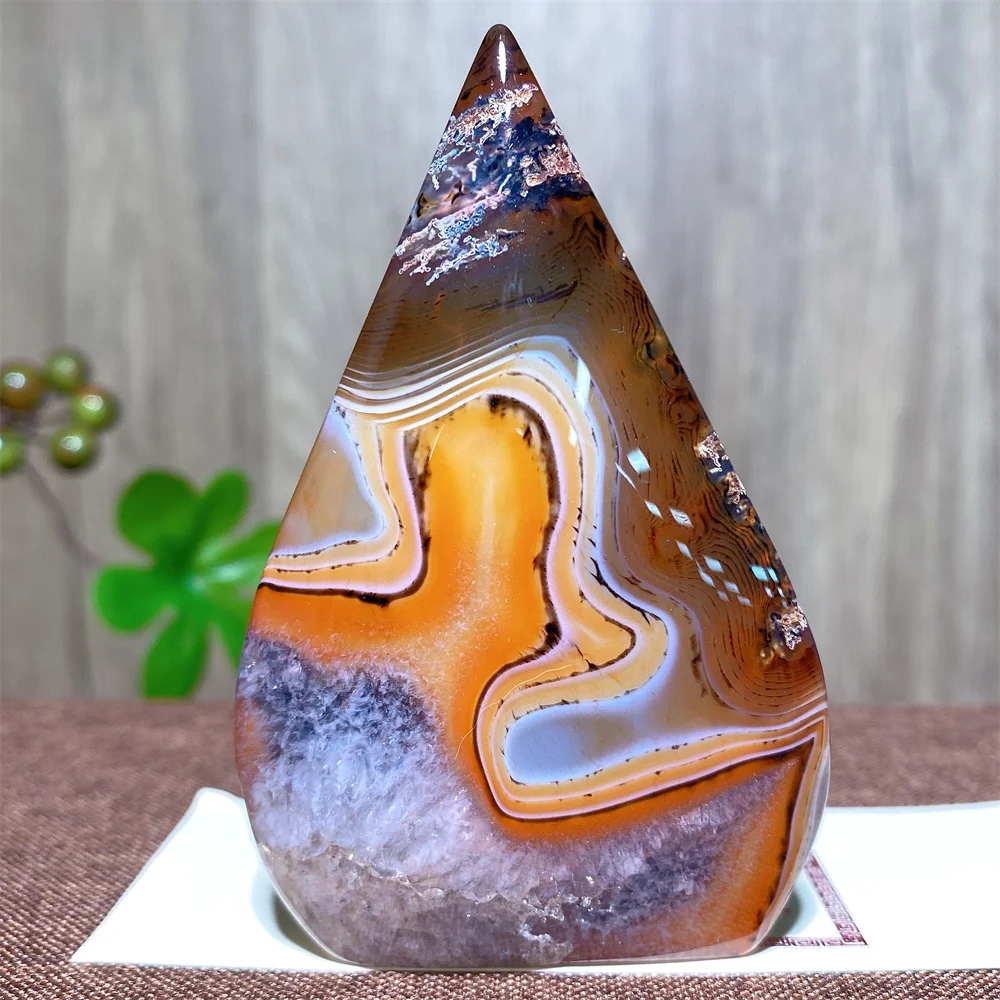 

Natural Sardonyx Agate Flame Free Form Black Agate Crystal stone Silk Agate Mineral Specimen Polished Reiki healing Decor