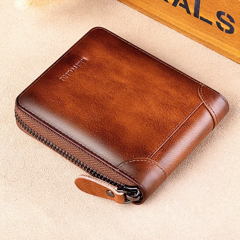 banyanu-zipper-men's-wallet-genuine-cow-leather-short-rfid-blocking-large-capacity-multiple-card-slots-coin-pocket-gift-box