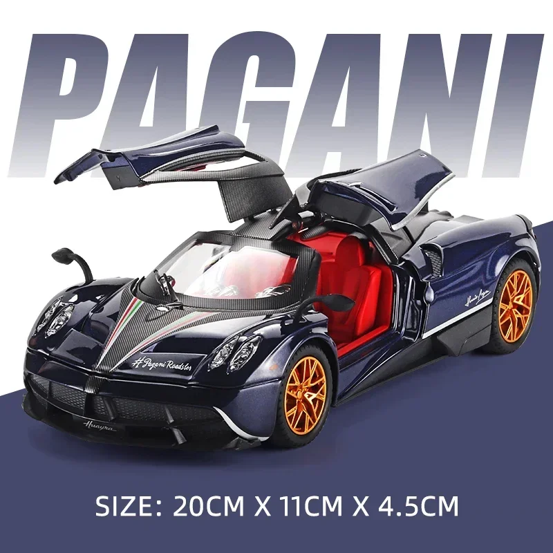 1/24 Pagani Huayra Dinastia Diecast Alloy Car Model Toys 4 Door Opened Sound And Light Pull Back Sports Vehicles For Child Gifts