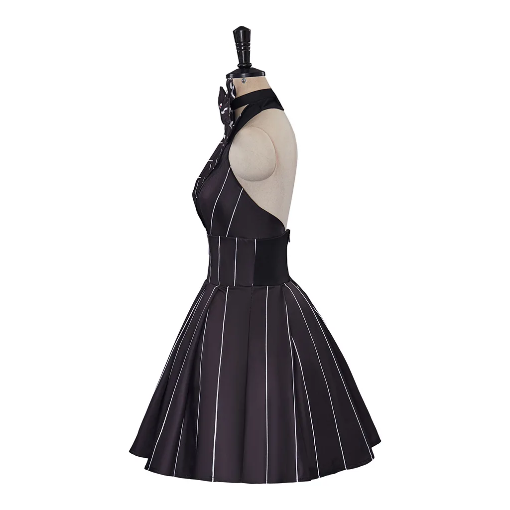 ack Cosplay Skelington Costume The Night Black Stripe Dress Christmas Halloween Carnival Party Outfits
