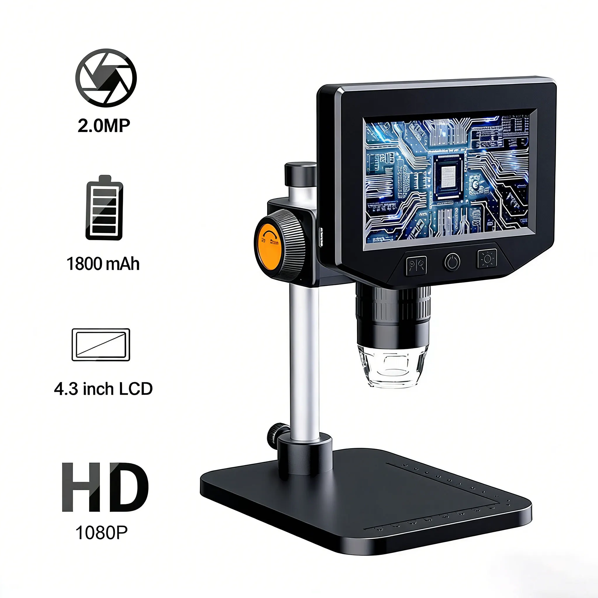 4.3 Inch LCD Digital Microscope 1000X Zoom 1080P HD Video Microscope With 8 LED Linght Portable USB Microscope For Soldering PCB