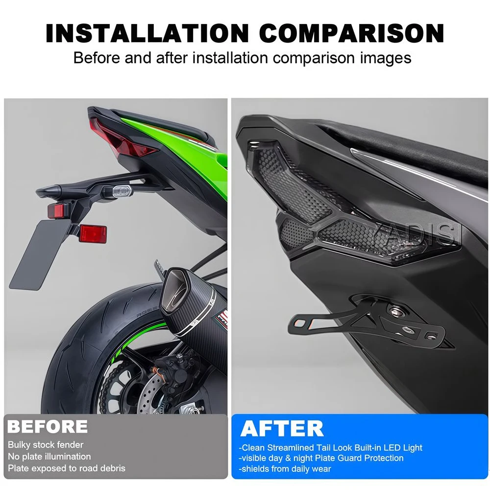 Motorcycle License Plate Holder Fender Eliminator License Plate Holder Tail Tidy For ZX6R 636 zx-6r 2024 2025