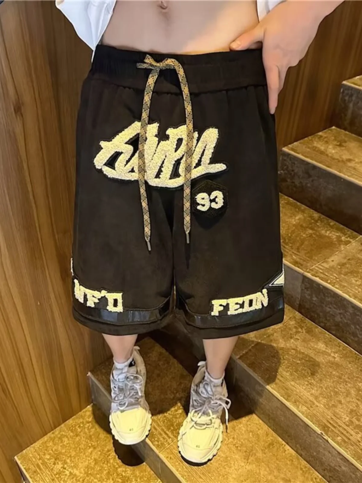 

Мужские летние шорты с вышивкой Bla Letter, в американском уличном стиле, спортивные баскетбольные шорты, модные брендовые повседневные шорты-бермуды