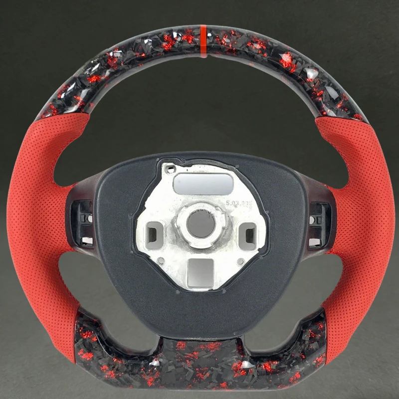 Red Forged Carbon Fiber Steering Wheel Fit for Chevrolet Corvette C7 with Red Perforated Leather Drop Shipping DIY Color Hot New view 6