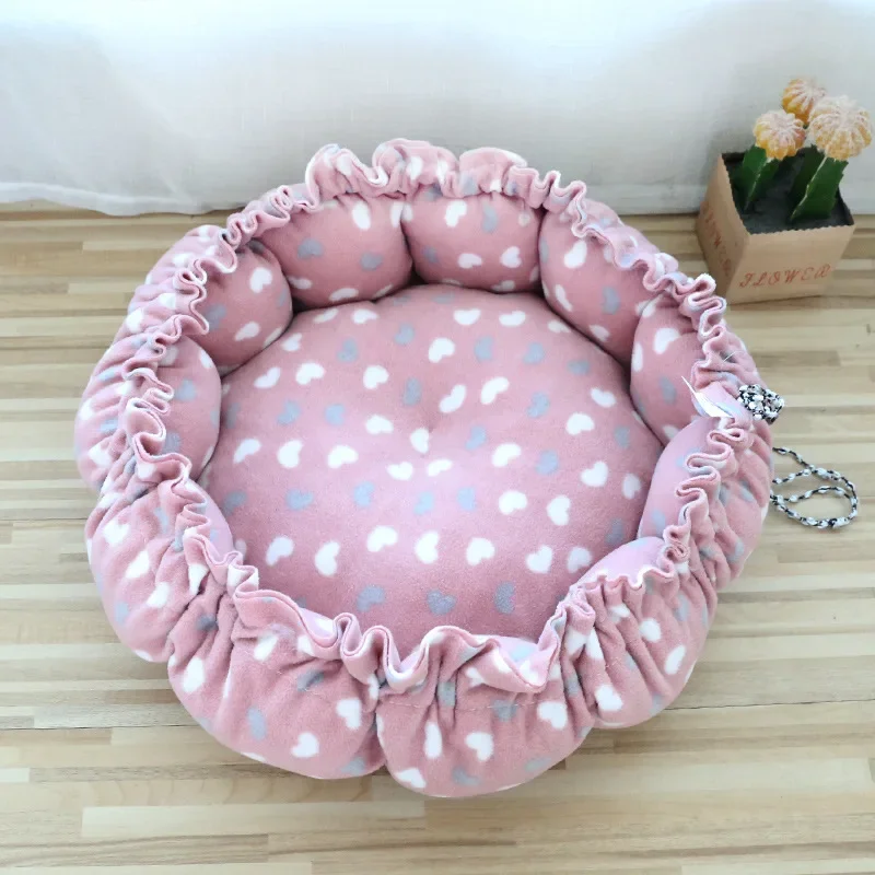 Round Cat Bed Plush House Long Pet Bed For Cats Cushion For Dogs Mat Warm Home Washable Dog Sofa Soft Sleeping Pet Accessories