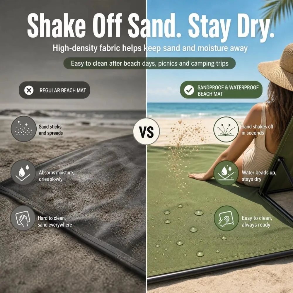 Storage Bag Foldable Beach Mat Adjustable Size Sand Proof Picnic Blanket Portable Lay Flat Lawn Mat Lawn