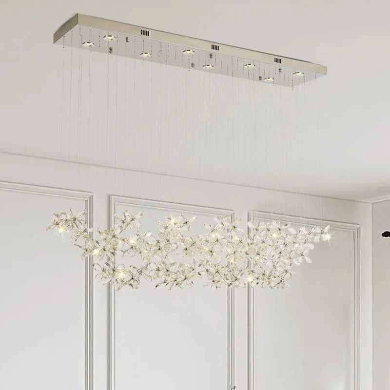 Plafonnier LED en cristal en forme de fleur, design moderne et luxueux, luminaire décoratif d\'intérieur, idéal pour un restaurant ou une maison