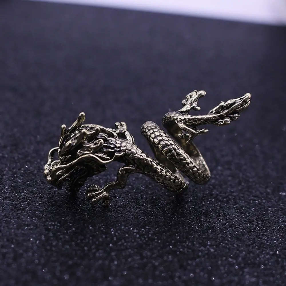 Beautiful Mens High Quality Accessories Stainless Steel Copper Unique Jewelry Chinese Dragon Design Ring Multi-layer Fashion