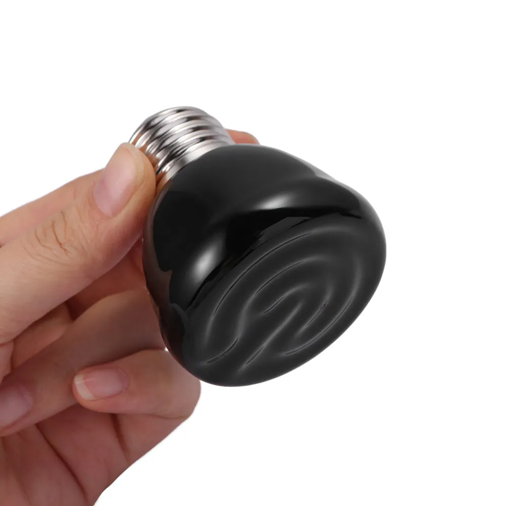 E27 for Turtle,Lizard,Chicken Ceramic Material Far Infrared Black Reptile Lamp Pet Brooder Pet Warmer Bulb Heating Lamp