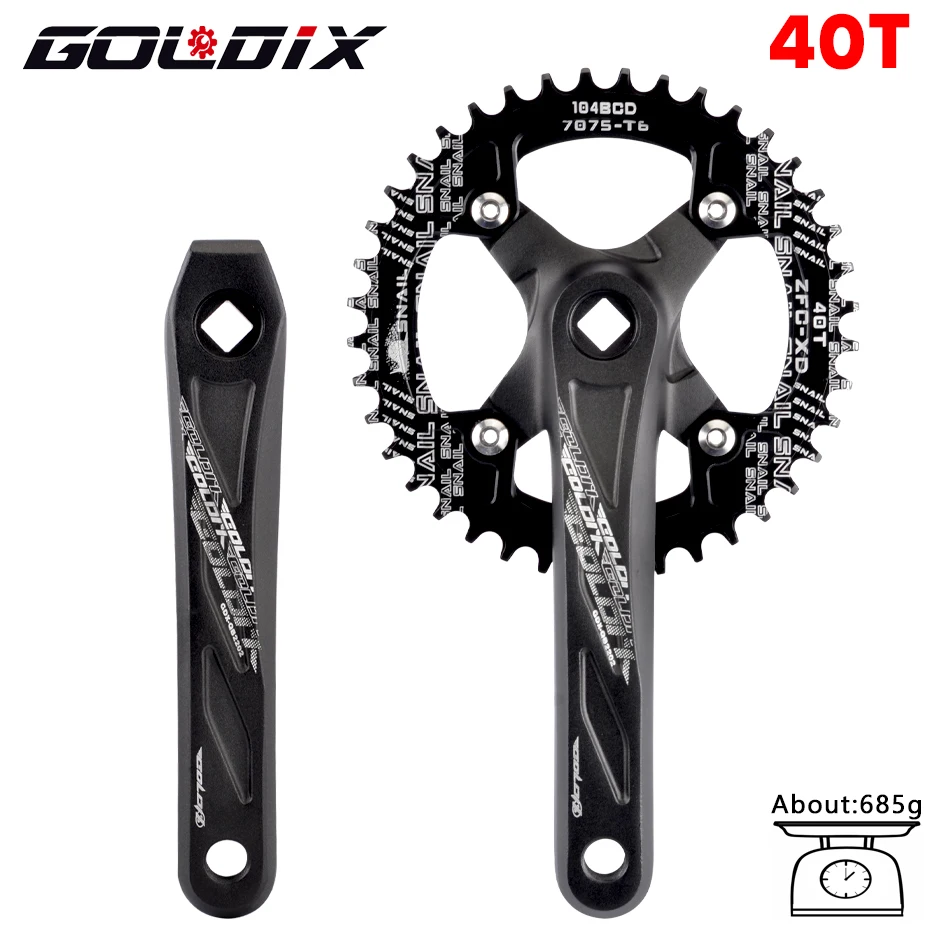 Goldix Vierkant loch Fahrrad Kurbel garnitur Aluminium legierung MTB Kurbel 165/170/175mm Länge schmale breite Zähne 104bcd 32/34/36/38/40/42t
