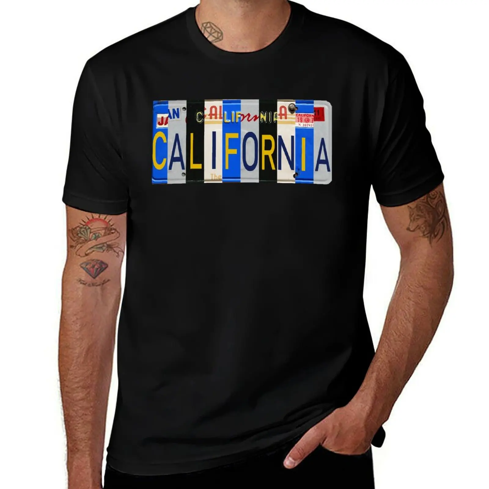 

California License Plates T-Shirt t shirt man plain T-Shirt
