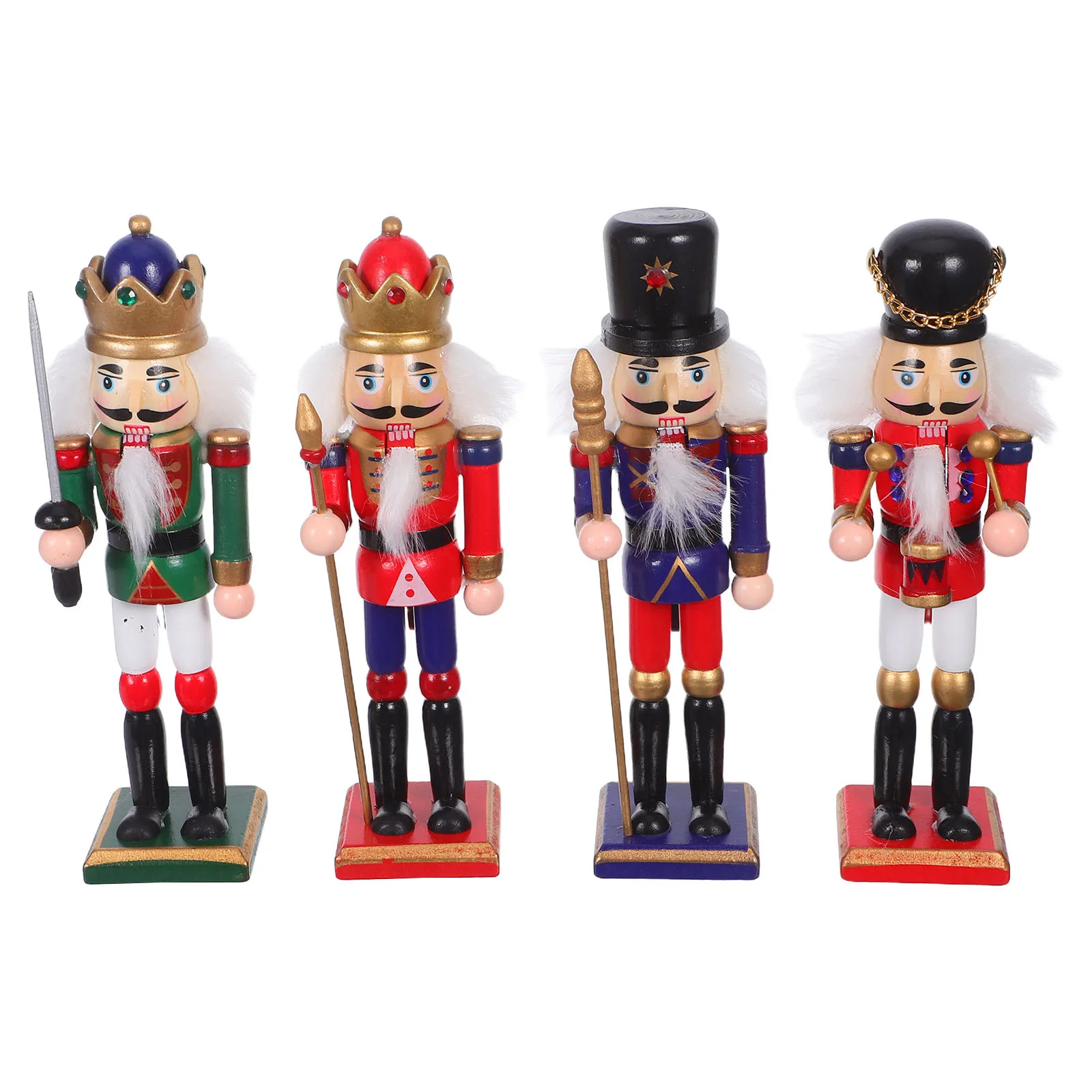 

4Pcs Christmas Nutcracker Soldier Ornaments Intricate Details Sturdy Home Decor Xmas Fireplace Shelf Centerpiece