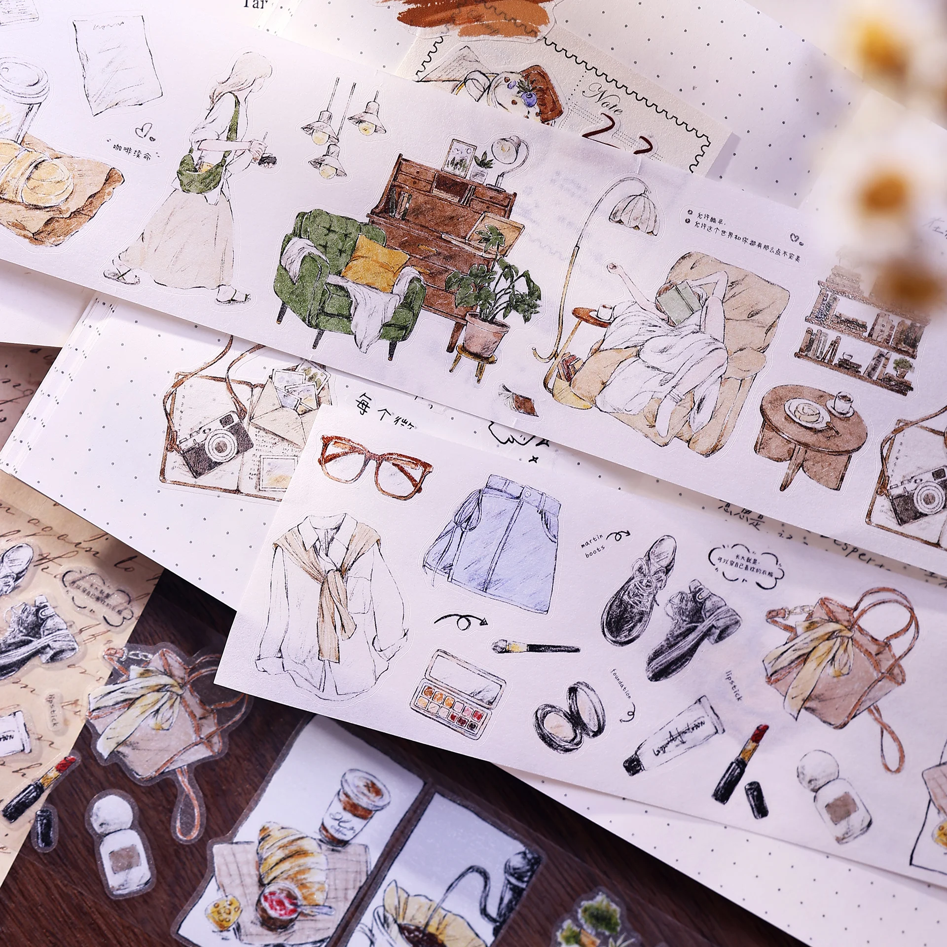 �y�Z�[�����zXiaoBaiJia �X�^�W�I���B���e�[�W�K�[���Y���퐶���a�� PET �e�[�v DIY �J�[�h�쐬�X�N���b�v�u�b�L���O�����X�e�b�J�[