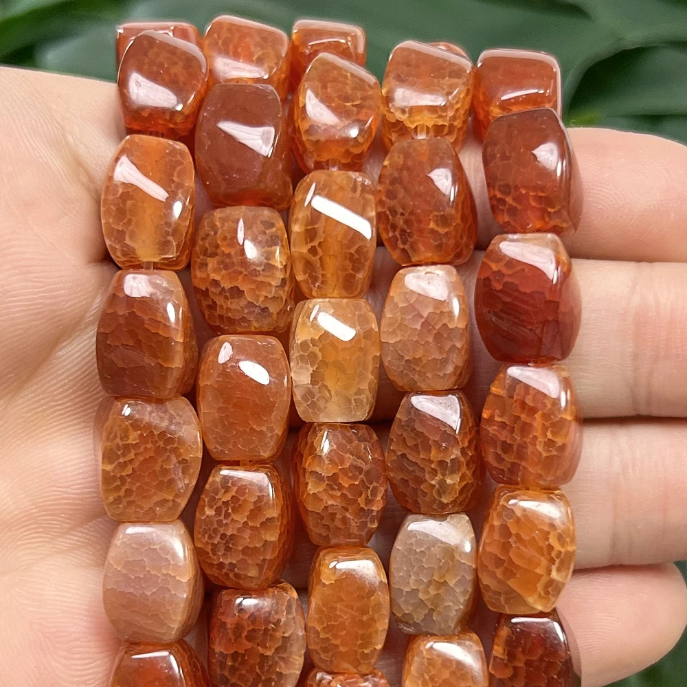 Red Dragon Veins Cracked Agate 12x8mm Natural Stone Beads Irregular Loose Spacer Beads for Jewelry Making DIY Beacelet Necklace