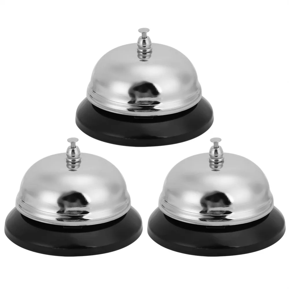 3pcs Durable Stainless Steel Service Call Bell Small Footprint Loud Clear Sound Desk Service Bell Counter Bell Hotel