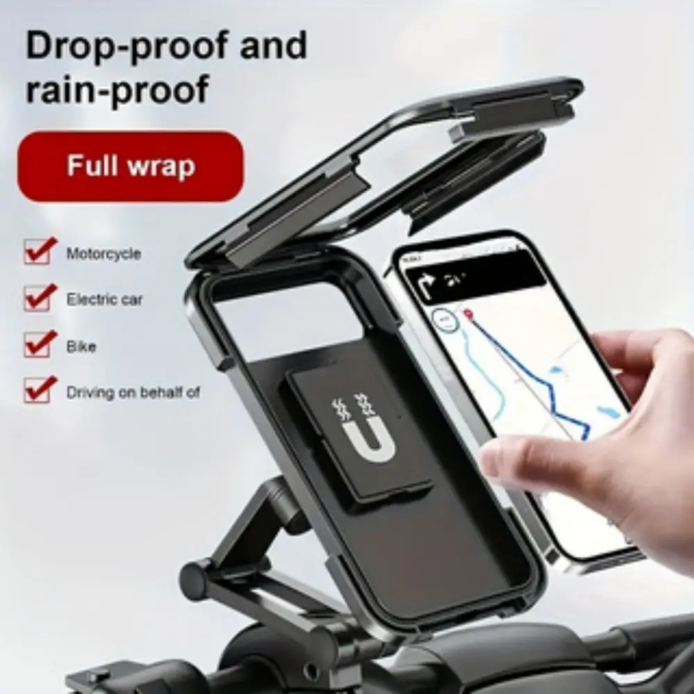 Waterproof motorcycle mobile phone stand, 360° rotation adjustable motorcycle mobile phone stand.