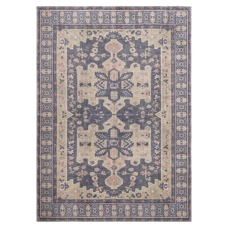 

Традиционный переходный восточный медальон с каймой, рваная текстурированная петля с ворсом, прямоугольный ковер 7,6x10