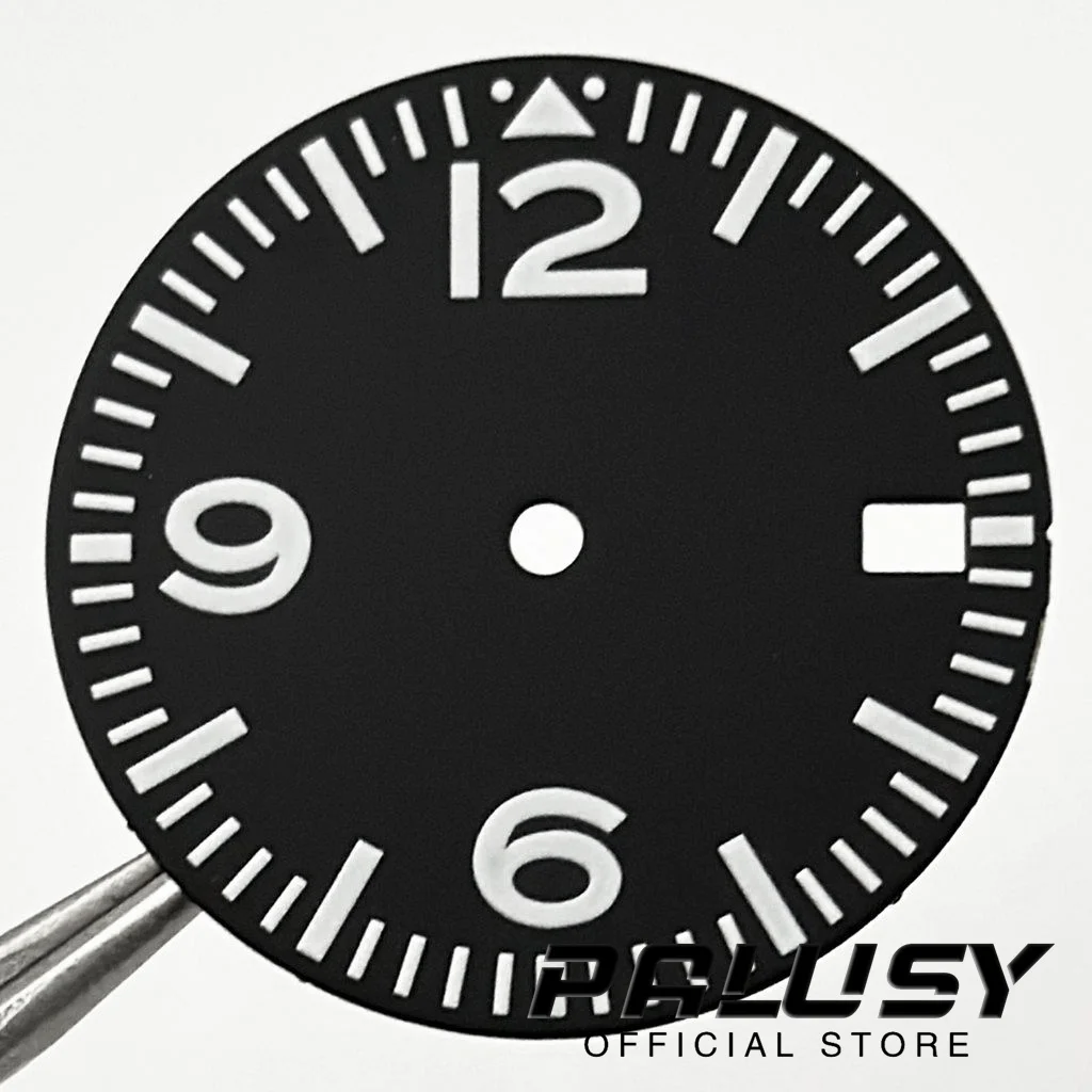 Nh35 29mm Black Sterile Watch Dial Green Luminous Watch Face for NH35/NH35A/4R/7S Movement Replacement Parts