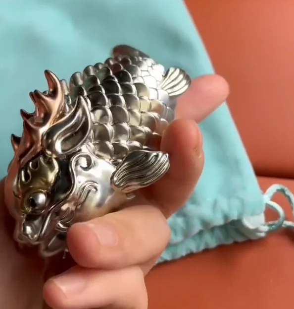 3D Dragon Fish Full Copper statue with movable limbs home desktop decoration
