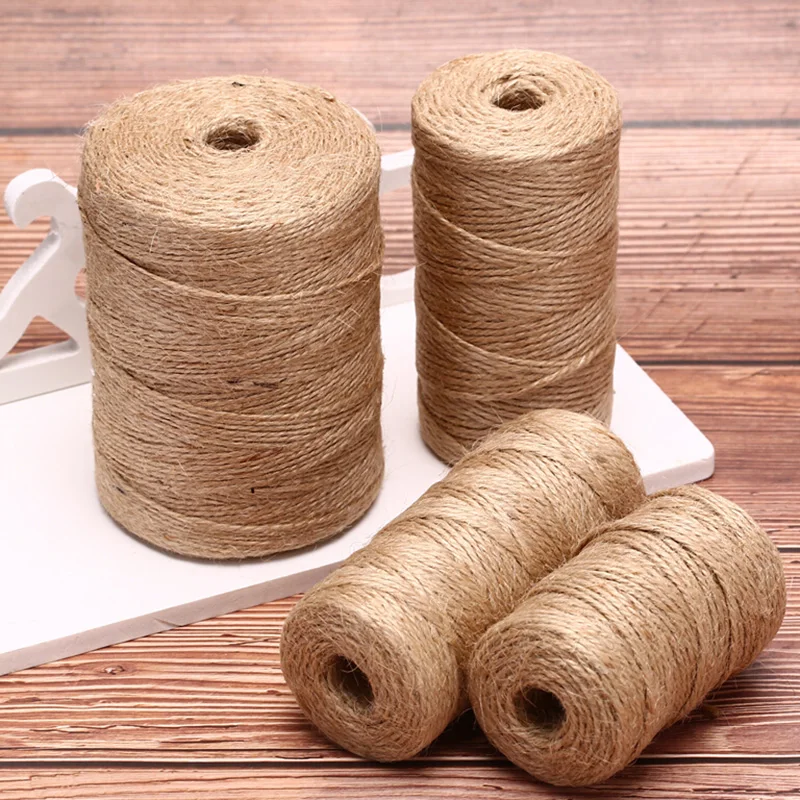 Natural Jute Twine Burlap String Hemp Rope Party Wedding Gift Wrapping Cords Thread DIY Scrapbooking Florists Craft Decor