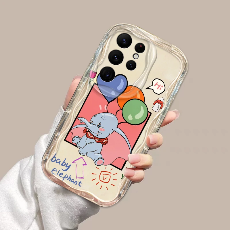 Dumbo Disney Cute Cartoon For Samsung Galaxy S24 S23 S21 S21 S20 Ultra Plus FE Soft Transparent Wave Oil Phone Case