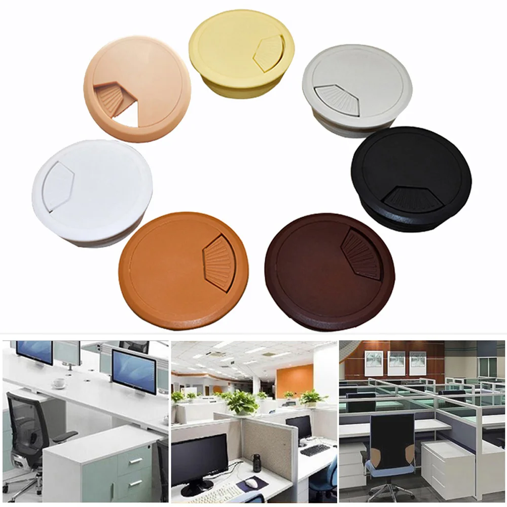 ABS Plastic For Home Office Furniture Hardware PC Computer Cable Hole Cover Wire Storage Rack Line Hole Cover Table Grommet