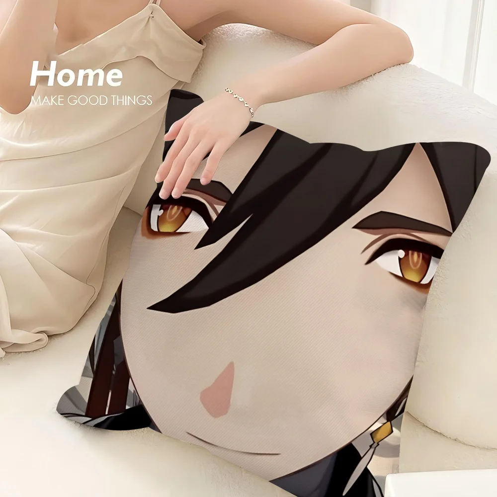 Zhongli Genshin Impact Pillow Case 3D Print Polyester Fiber 45*45 cm Home Sofa Throw Pillow Cover Decoration Festival Gift