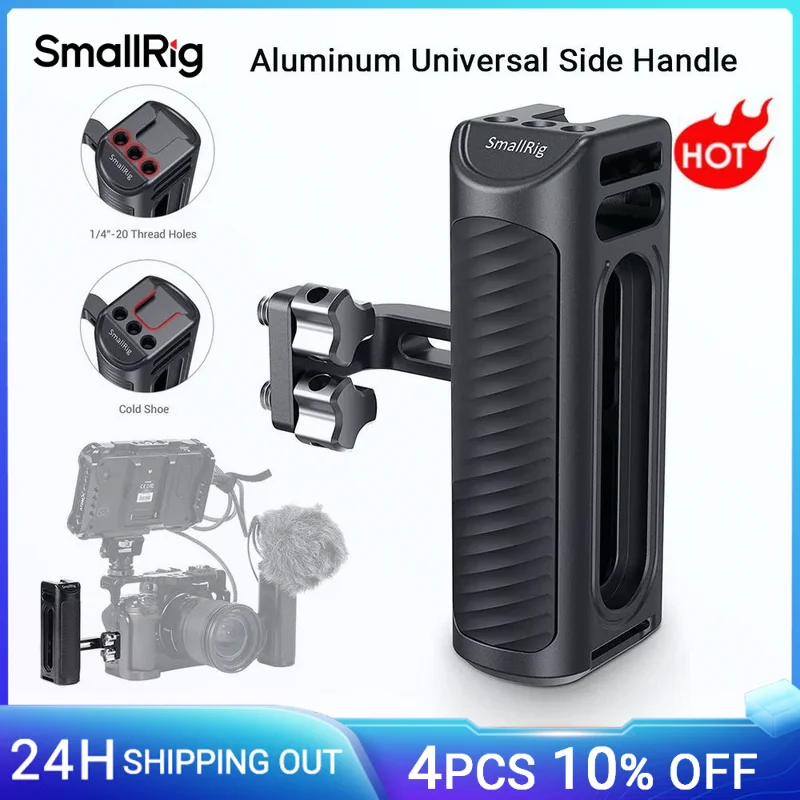 SmallRig алюминиевая универсальная Боковая ручка для камеры с холодным башмаком и отверстиями для резьбы 1/4 дюйма с расстоянием 18 мм сбоку 2425
