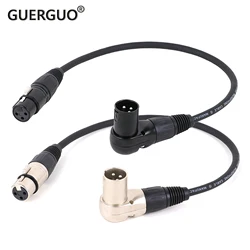 GuerGuo XLR Microphone Extension Cable Adapter 90 Degree XLR Male to Straight XLR Female 3-Pin Mic Connector Audio Cord 0.3-15M