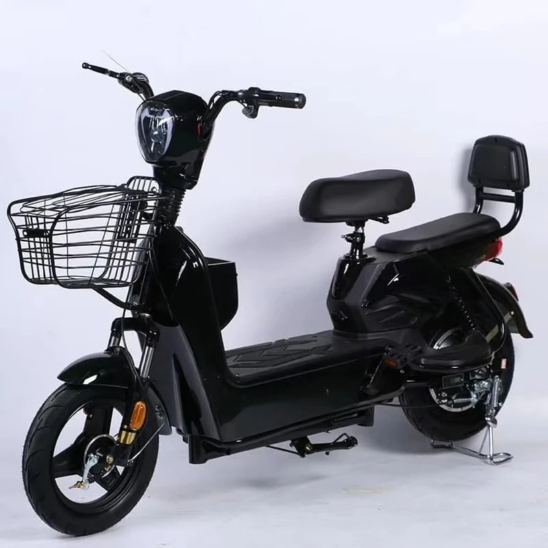 QQW Cheap 48V 350W Electric Scooter Electric Bike 14 Inch Vacuum Tires 2 Seats Electric Bike, Adult Electric Bike