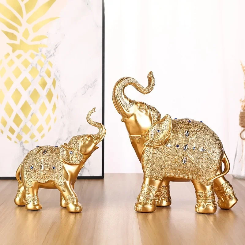 Thailand Elephant Gold and Silver Taipingji Elephant Resin Crafts Ornament Home Entrance TV Cabinet Animal Ornament Decoration