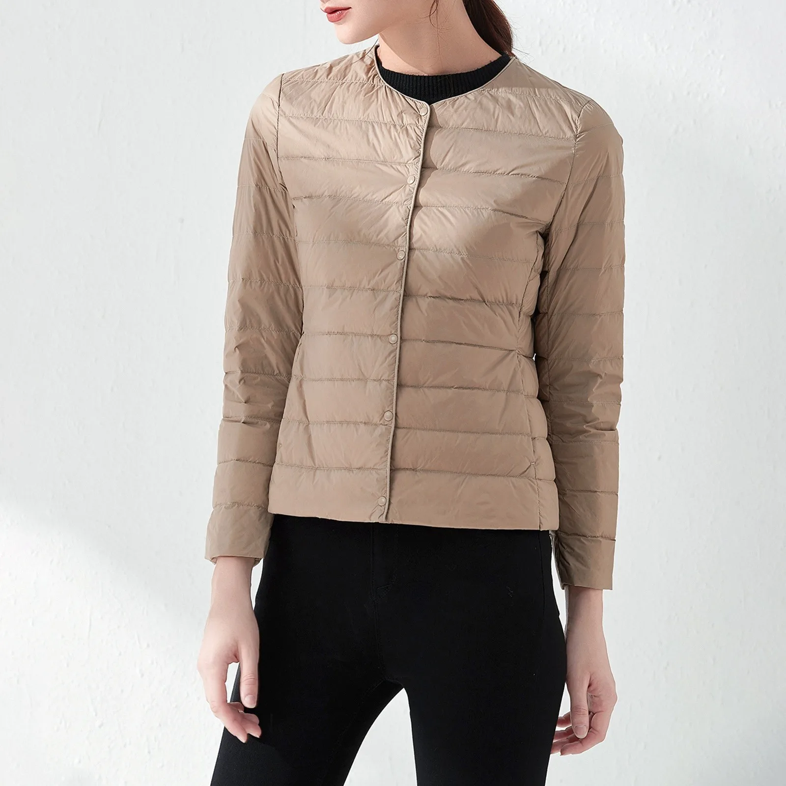 Top Grade Women Ultra Light Matt Fabric Puffer Jackets 2024 New Office Lady Solid Warm Female Windbreaker Female Parkas Jacket