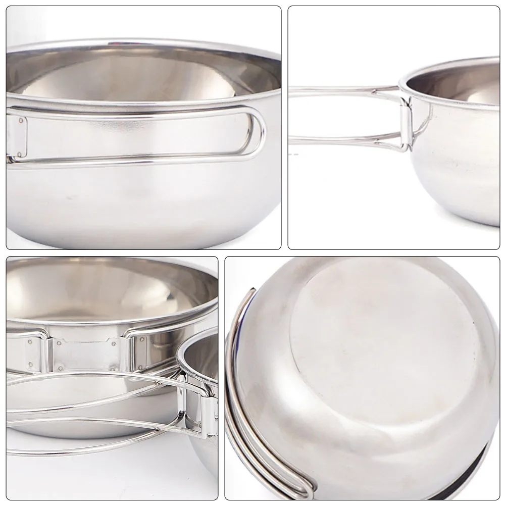 

1pc Stainless Steel Folding Bowl Lightweight Heat-Resistant Camping Cookware For Outdoor Picnic Hiking Backpacking Pot Bowl