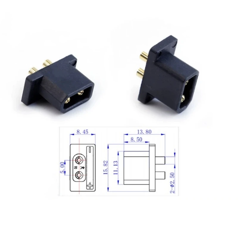 Conector macho hembra de alta corriente XT30G 30A, enchufe de acoplamiento fijo de carga de batería de litio para modelo RC, avión, coche, drone