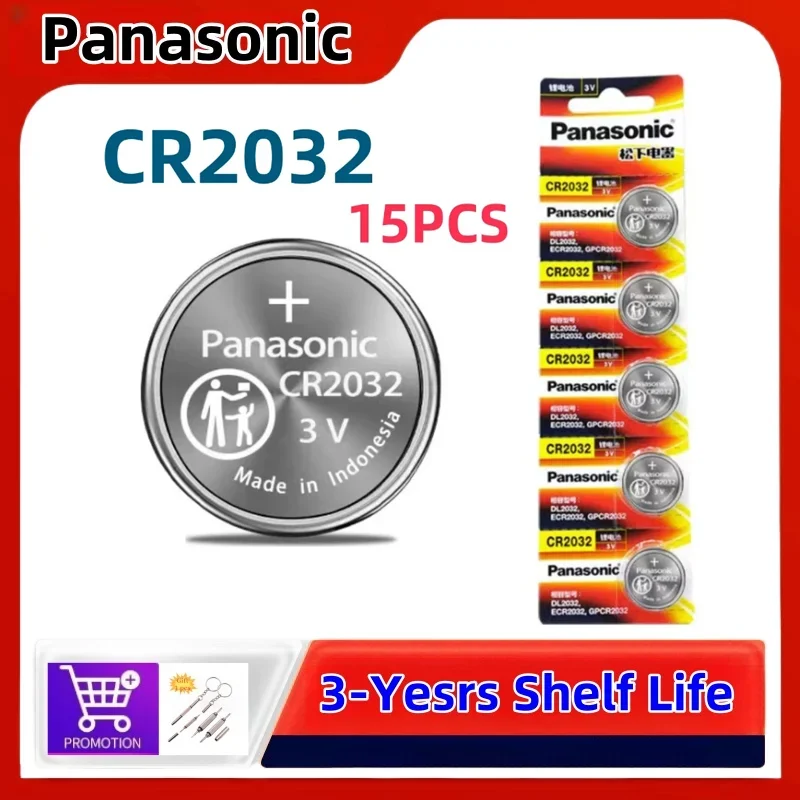 

15PCS Original Panasonic CR2032 DL2032 ECR2032 Lithium Battery Watch Toy Calculator Car Key Remote Control Button Coin Cells