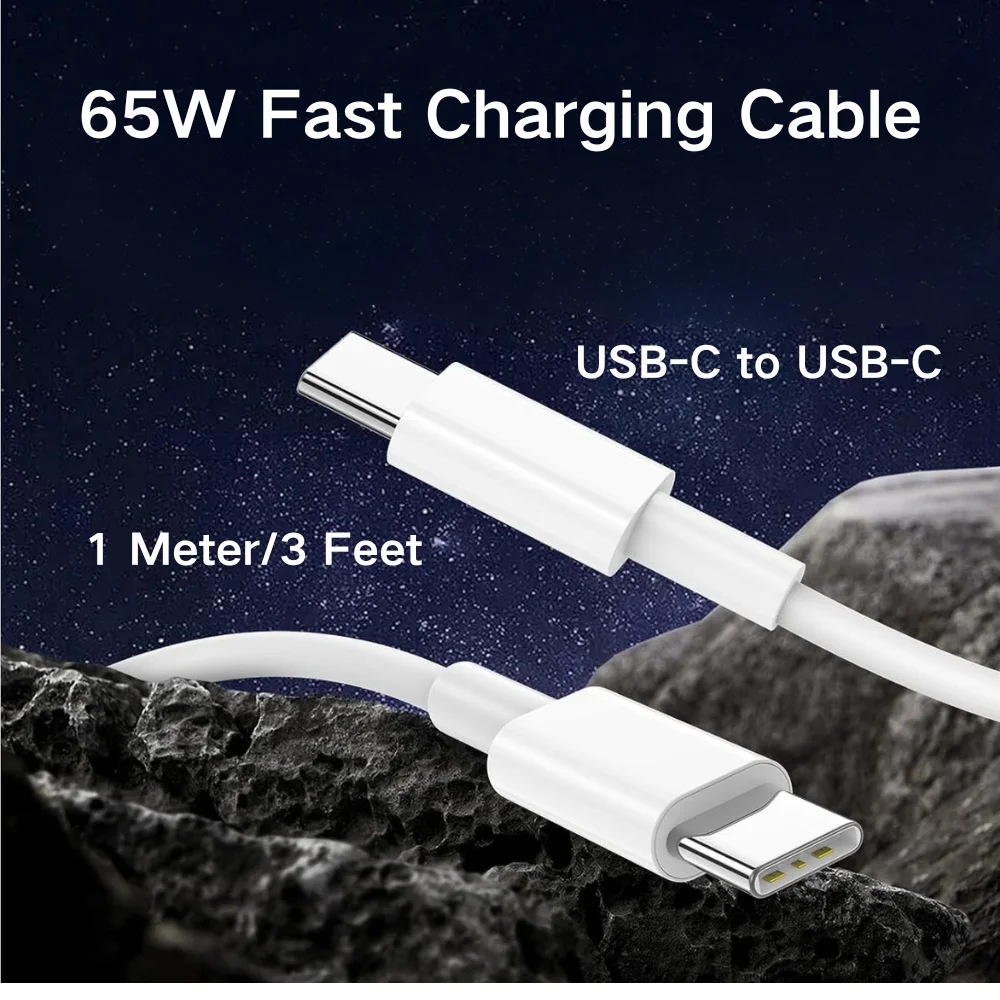 65W USB-C to USB-C Fast Charging & Data Cable, 4ft 10Gbps for MacBook iPhone 15 Pro Samsung S24, PD 3.0 with E-Marker Chip