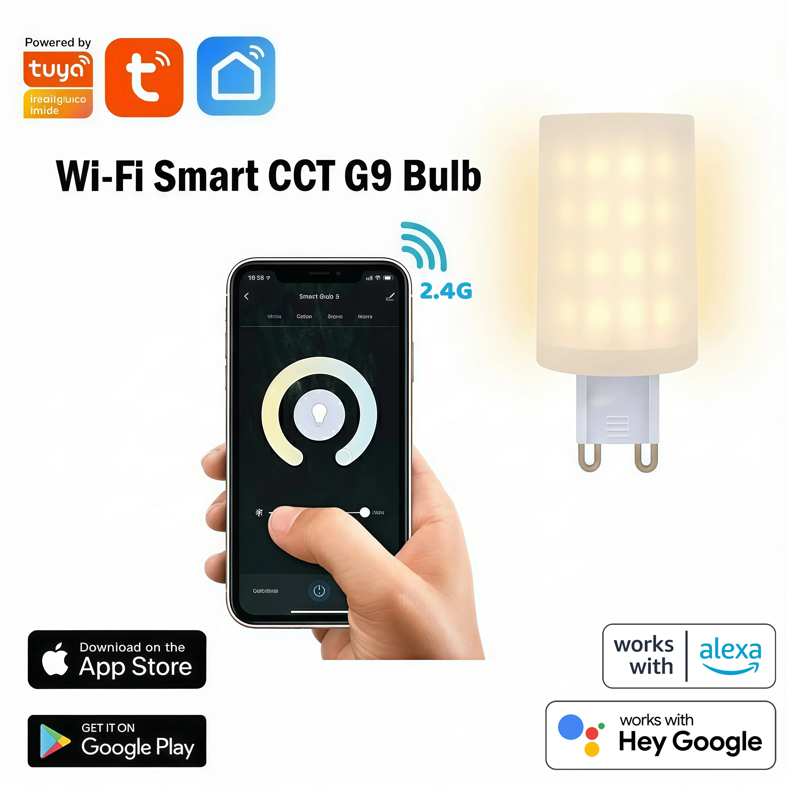 Tuya G9 Adjustable Smart Light, G9 WiFi 6w LED Bulb, Intelligent Lighting, 220-240v, Energy Efficiency Rating E